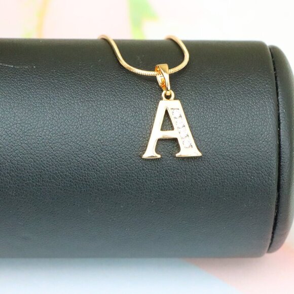 "Rose Gold Letter A Pendant with Crystals – 18K Gold Plated Charm, XPPT1350 - Picture 12 of 12
